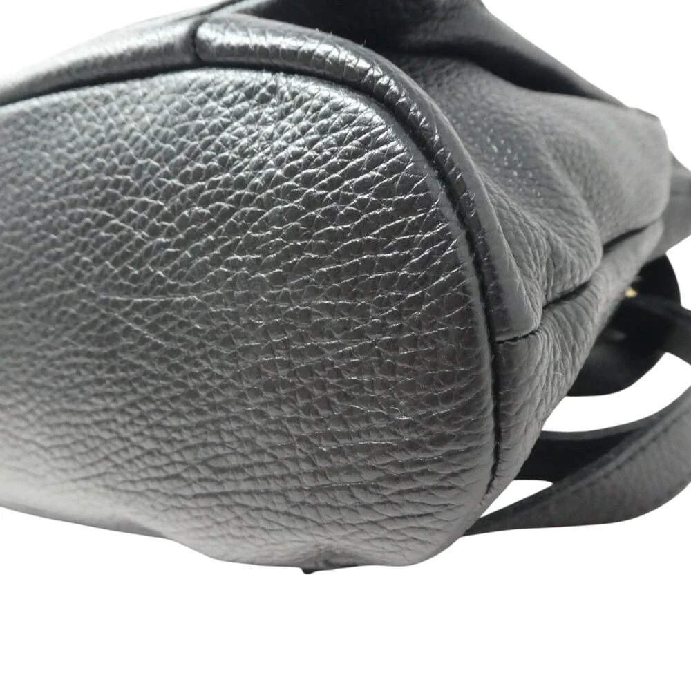 L.Credi Convertible Backpack Bag Women Large Black Pebbled Leather Italy